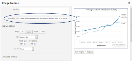 This image shows a web page with the Alt text dialogue open.