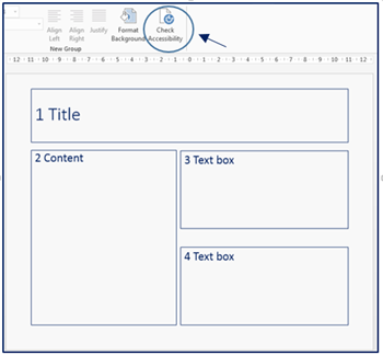 This image shows the accessibility button on a menu ribbon.