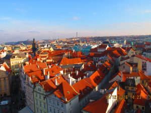 The colourful roofs of Prague