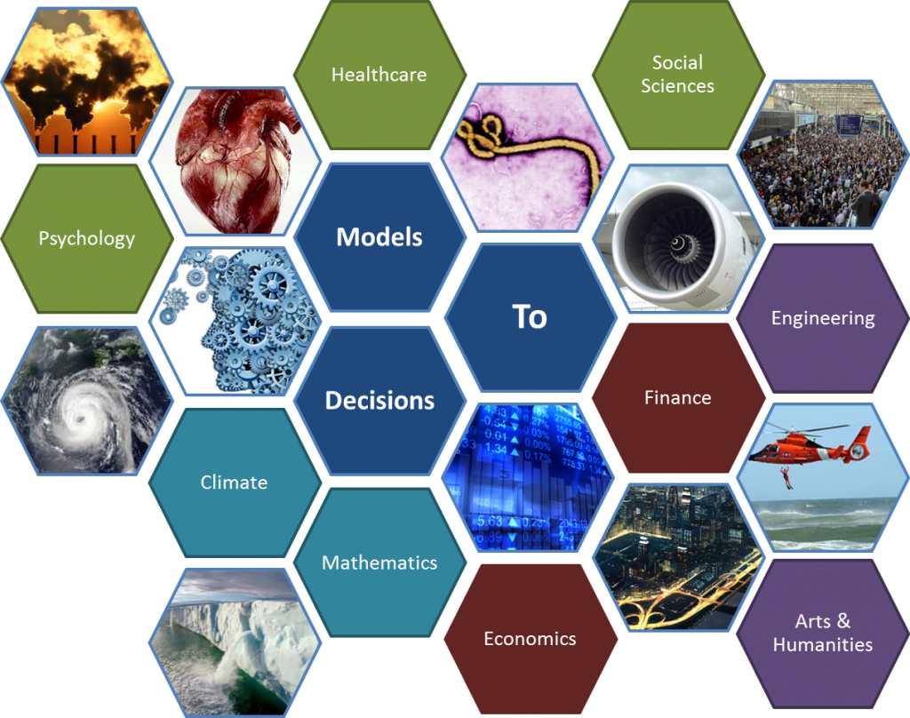 Examples of disciplines we are seeking to engage include Applied Mathematics, Engineering, Operational Research, Economics, Finance, Environmental Science, Management Science, Arts and Humanities, Political Science, Computer Science, Psychology, Risk, Medical Informatics, Statistics and Applied Probability, Data Science and Information Science.